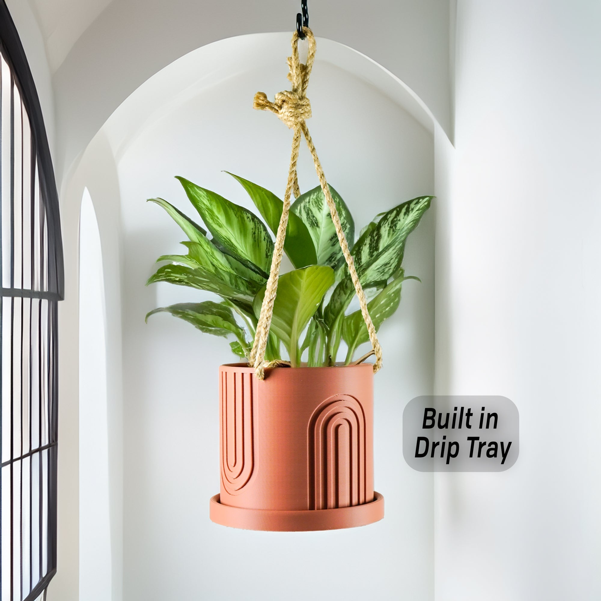 Indoor Hanging Planter for Indoor, 4 or 5 inch Hanging Plant Pot Unique Gift, 3D Printed Planter, Outdoor Patio Decor, Cottagecore Decor,BOW