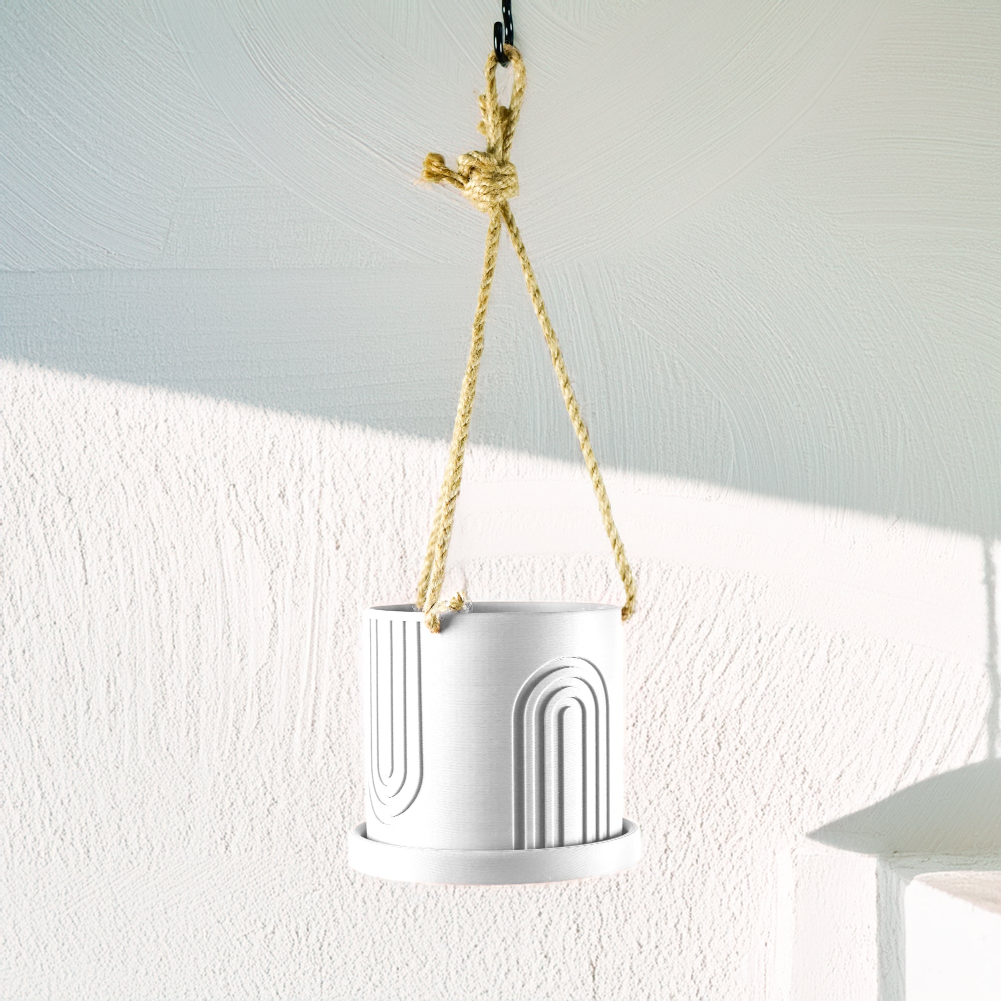 Indoor Hanging Planter for Indoor, 4 or 5 inch Hanging Plant Pot Unique Gift, 3D Printed Planter, Outdoor Patio Decor, Cottagecore Decor,BOW