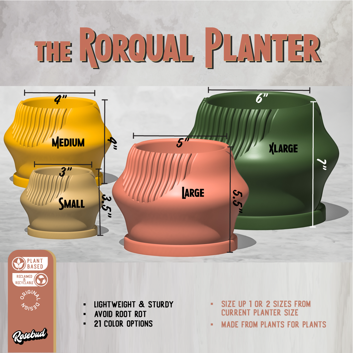 Rorqual Cascade Plant Pot with Drainage