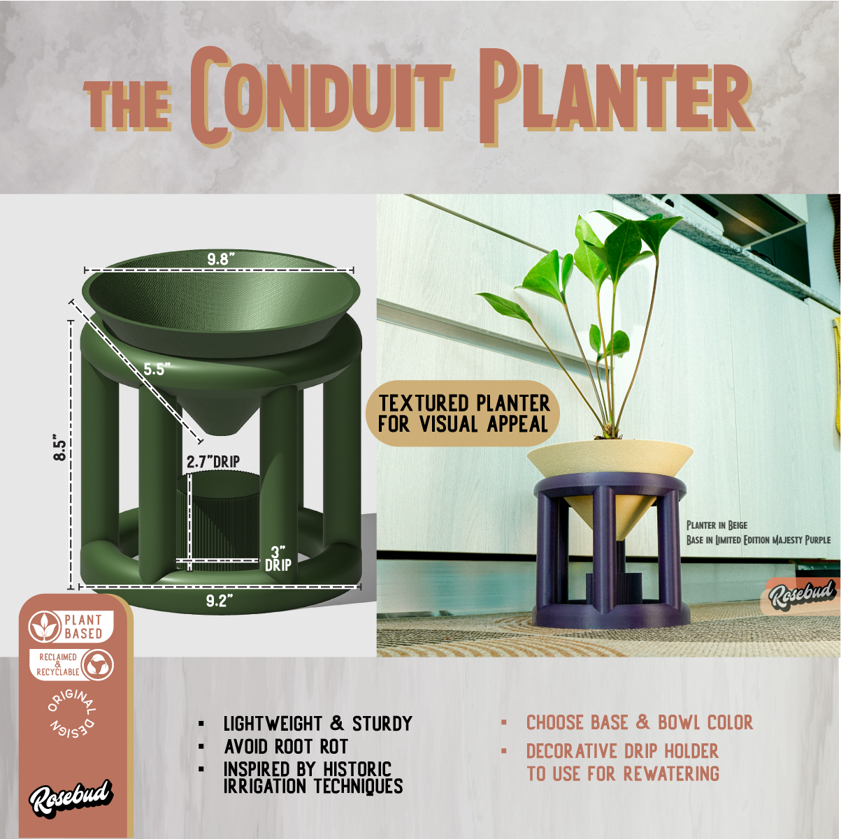 Conduit Plant Stand with Planter & Catch