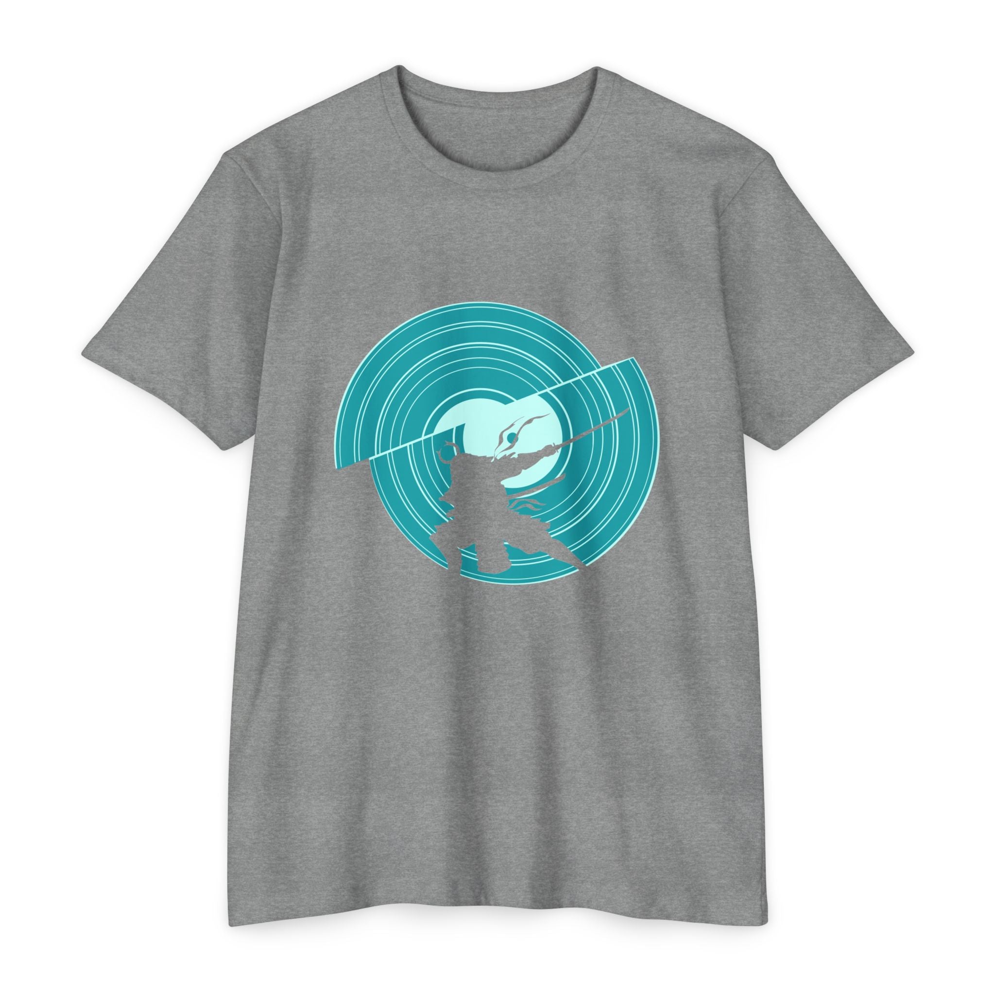 Samurai Slash Heather Grey Vinyl Record T-shirt