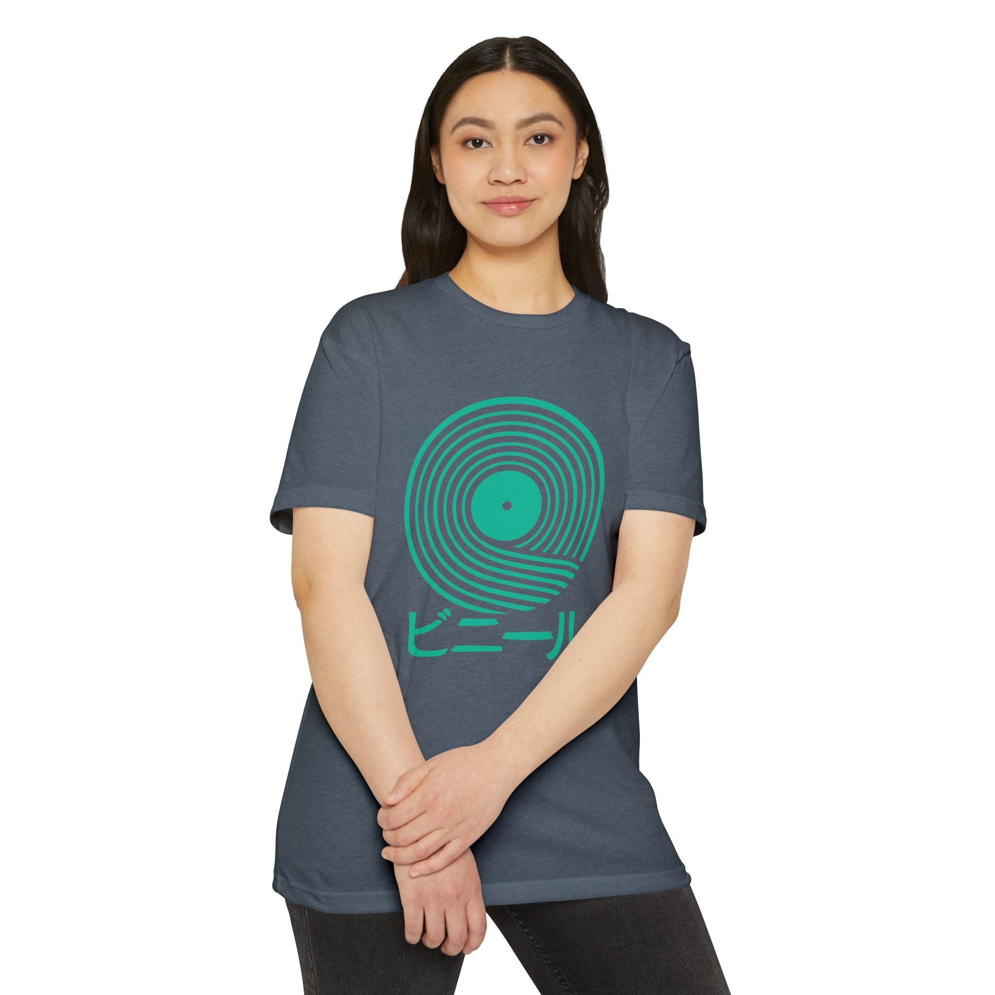 Vinyl Record Japanese Wave T-shirt Woman Crossed Arms