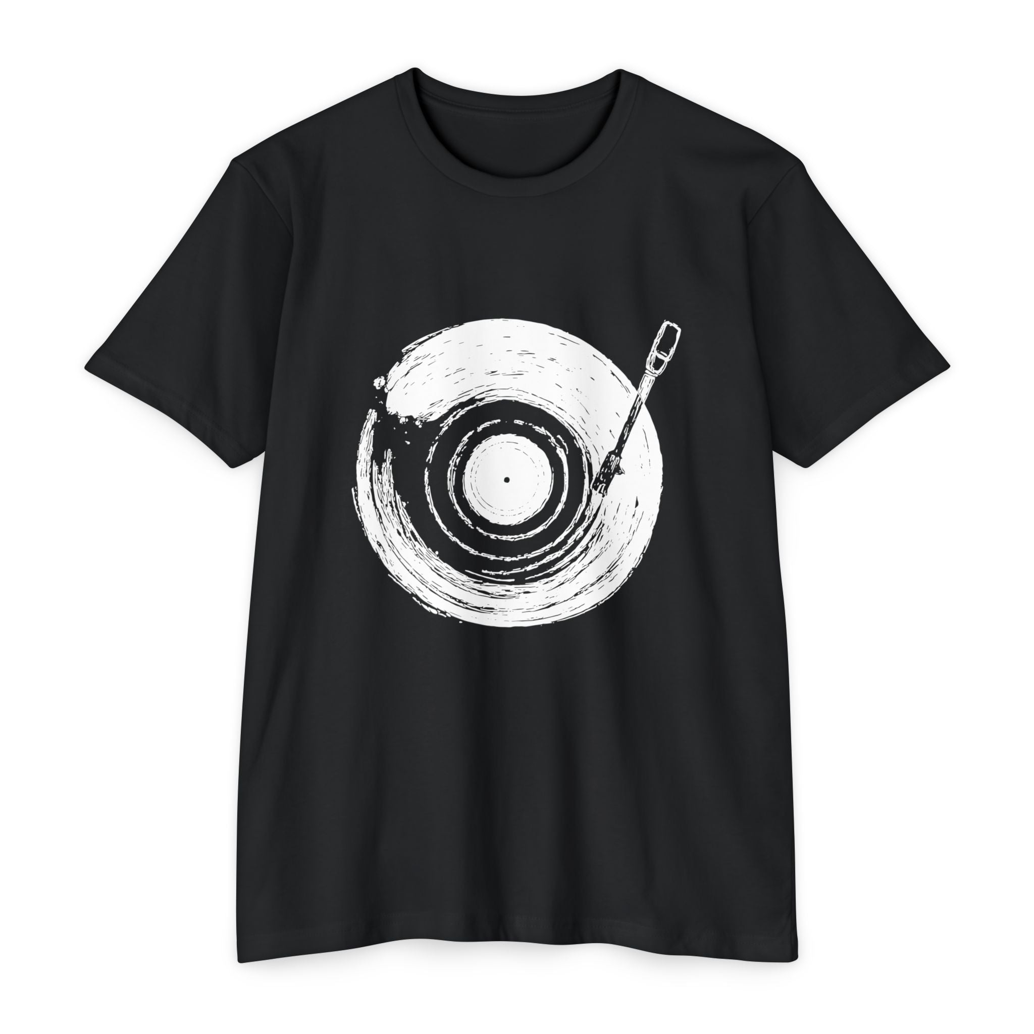 Vinyl Record Paint Stroke Black T-shirt