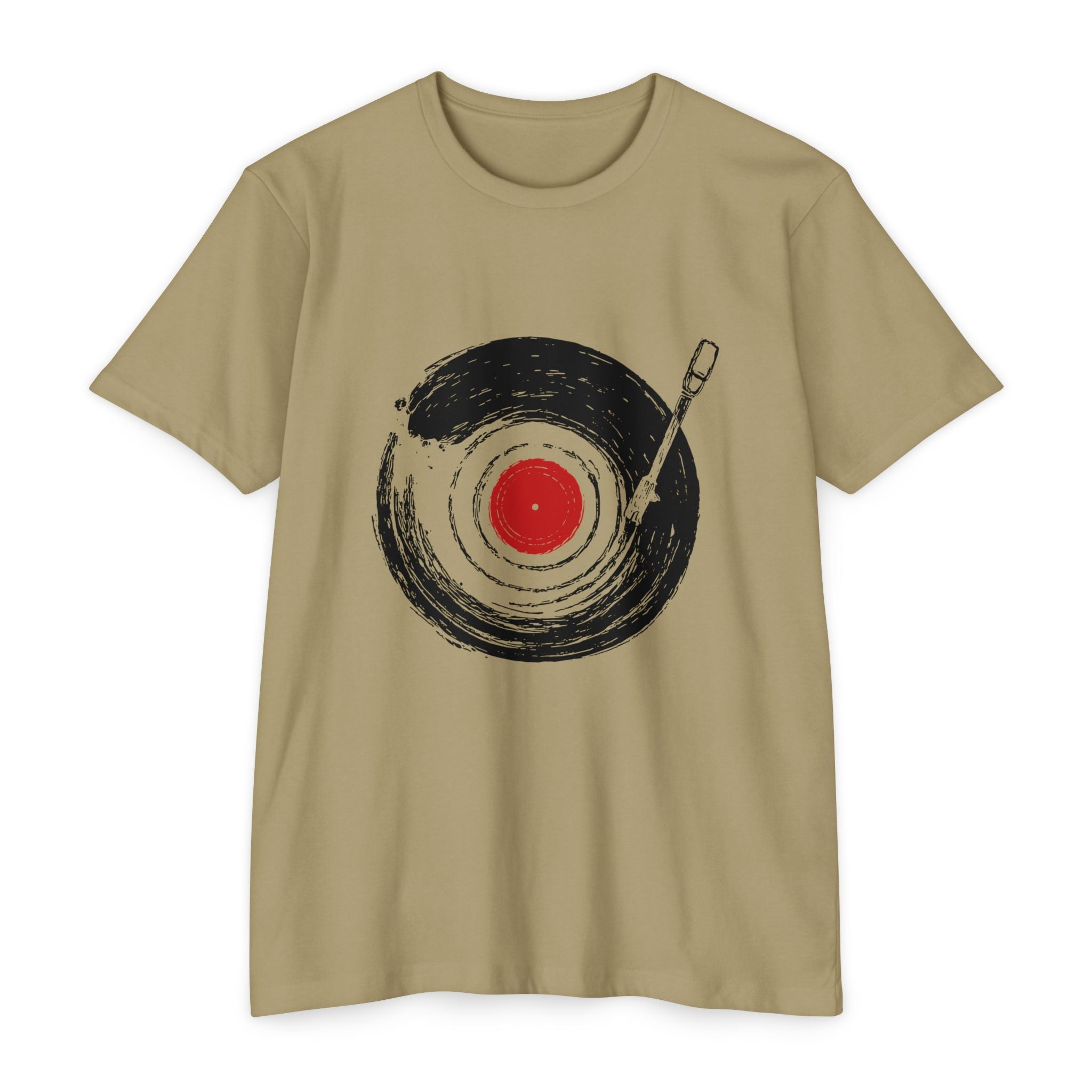 Vinyl Record Paint Stroke Light Olive T-shirt