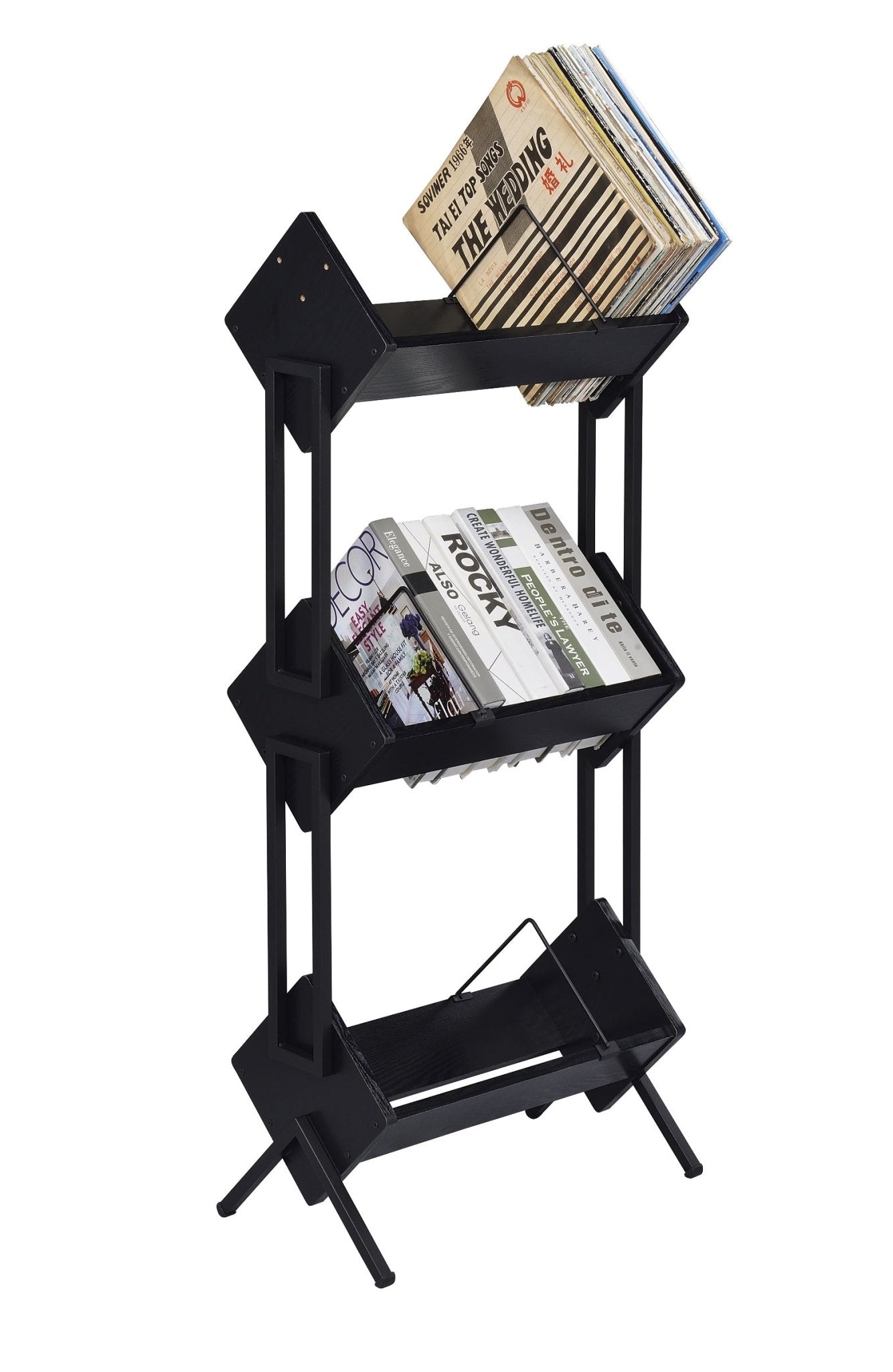 Musiea BX300 3 Tier Vinyl Record Holder for Albums, Magazine Display, Book and Files Organizer