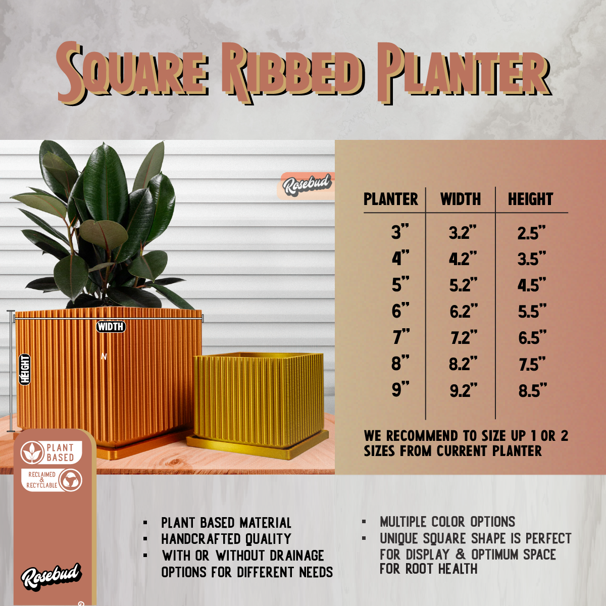 Desert Vista Planter Pot - Perfect Fit Drip Tray, Mesh Drainage
