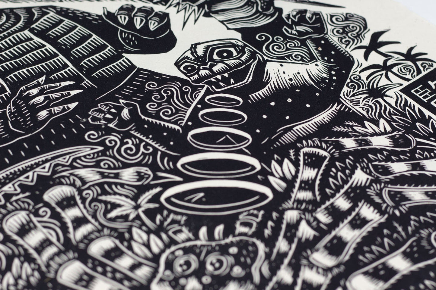 Son of Godzilla Linocut Poster - Poster - Liminal Goods