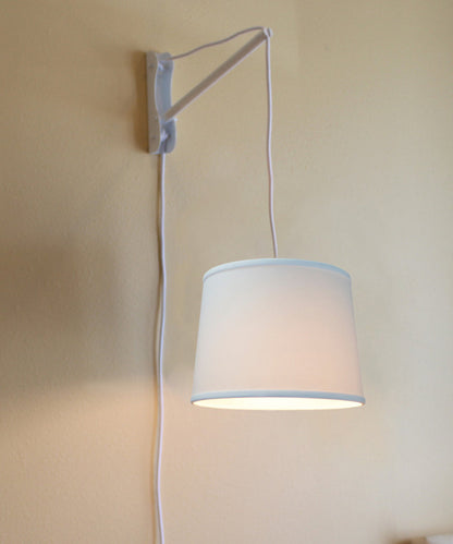14"W MAST Plug-In Wall Mount Pendant 1 Light White Cord/Arm White Shade