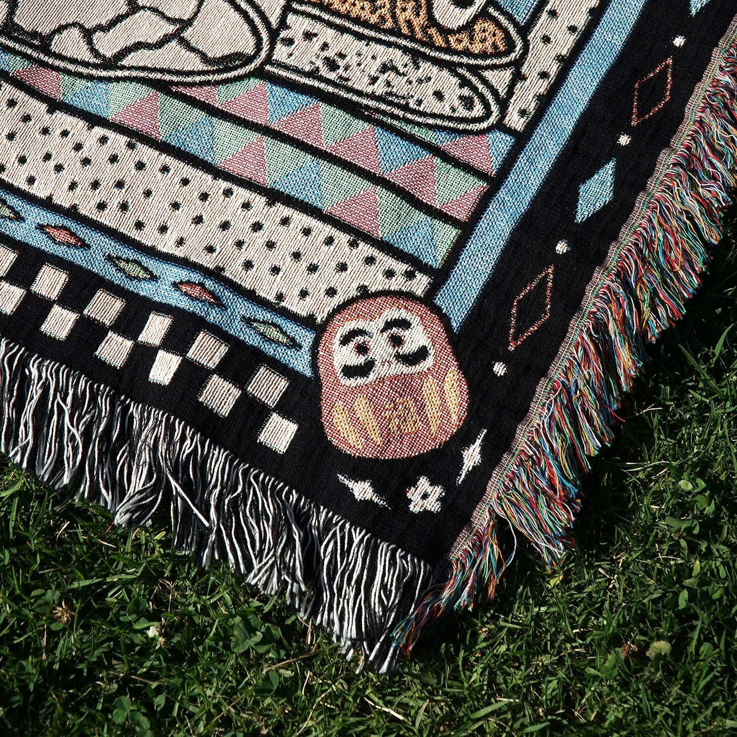Relatable Basic - Maneki Neko Fortune Cat Woven Throw Blanket