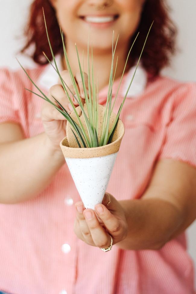 Carter + Rose Ceramic Wall Planter, Medium Cone