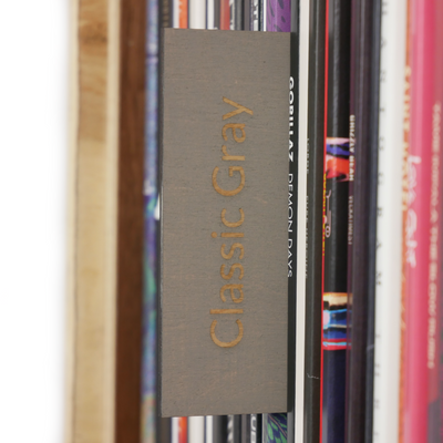 Square Vinyl Record Divider With Classic Gray Stain
