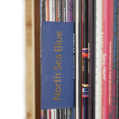 Square Vinyl Record Divider With North Sea Blue Stain