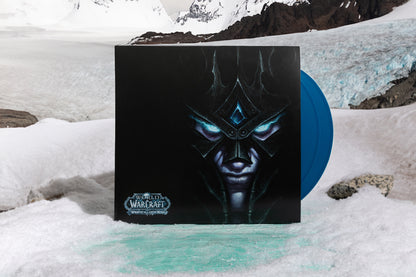 World of Warcraft Wrath of The Lich King Vinyl Records and Sleeve Ice Background