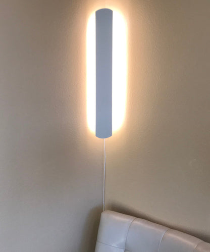 3"W Solid Wood Hover Plank Corner/Wall Accent Light Plug-In  Almond Finish by Home Concept
