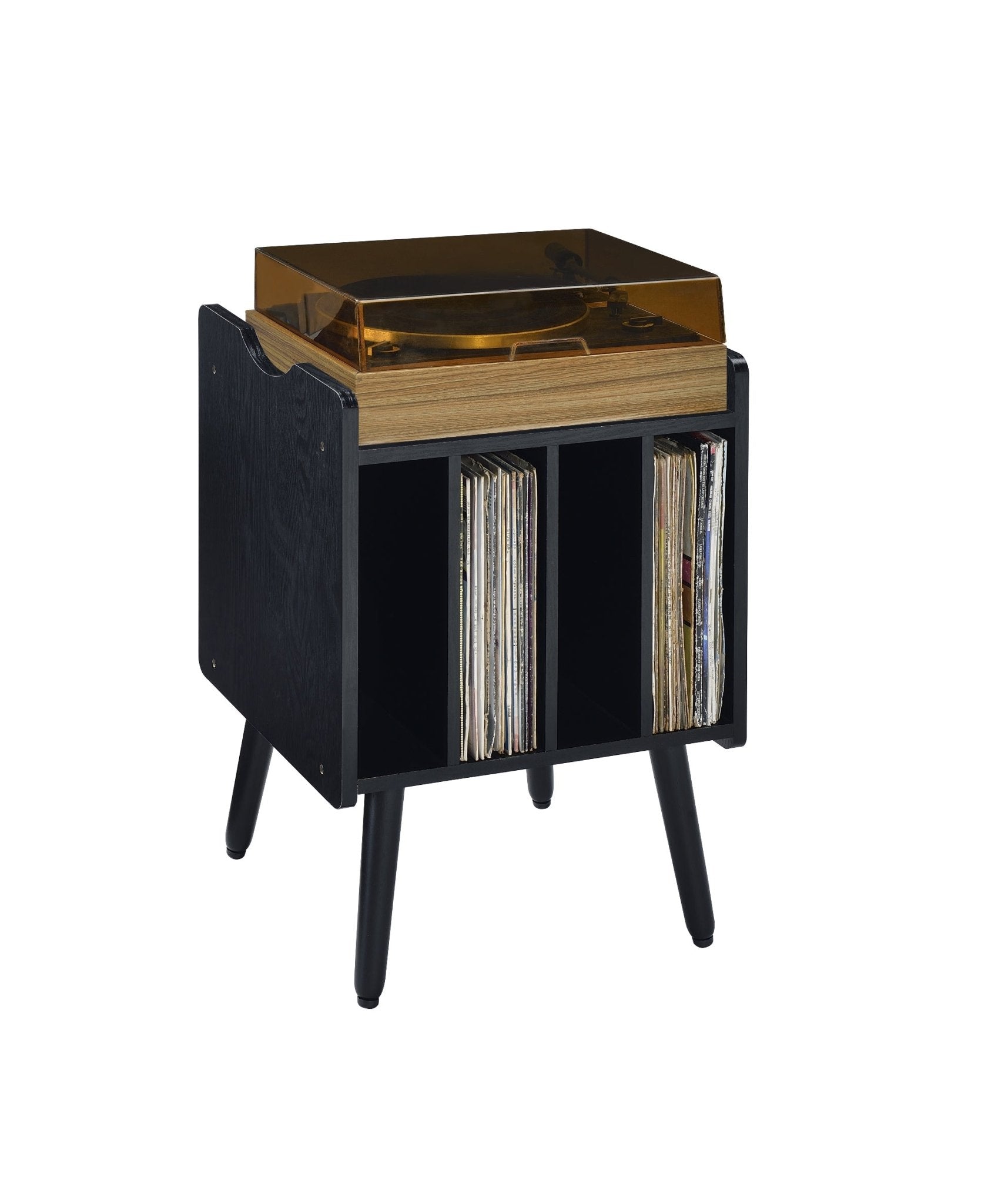 Musiea BX80 Vinyl Record Player Stand Mid Century Turntable Table with 4 Cabinet Record Storage