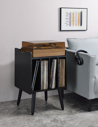 Musiea BX80 Vinyl Record Player Stand Mid Century Turntable Table with 4 Cabinet Record Storage